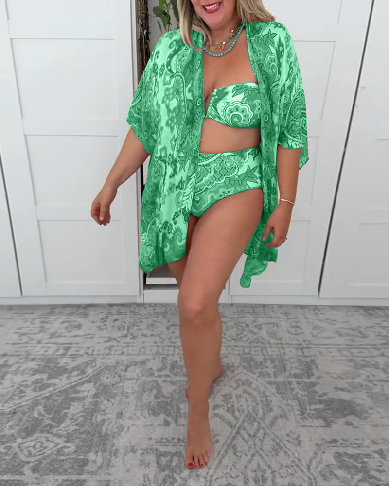 Évaya – Bikini 3 Pièces d’Été – Haut Triangle, Culotte Gainante & Paréo Léger
