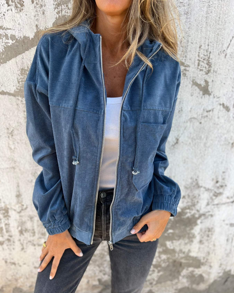 Noréa – Veste Zippée en Velours Côtelé avec Capuche