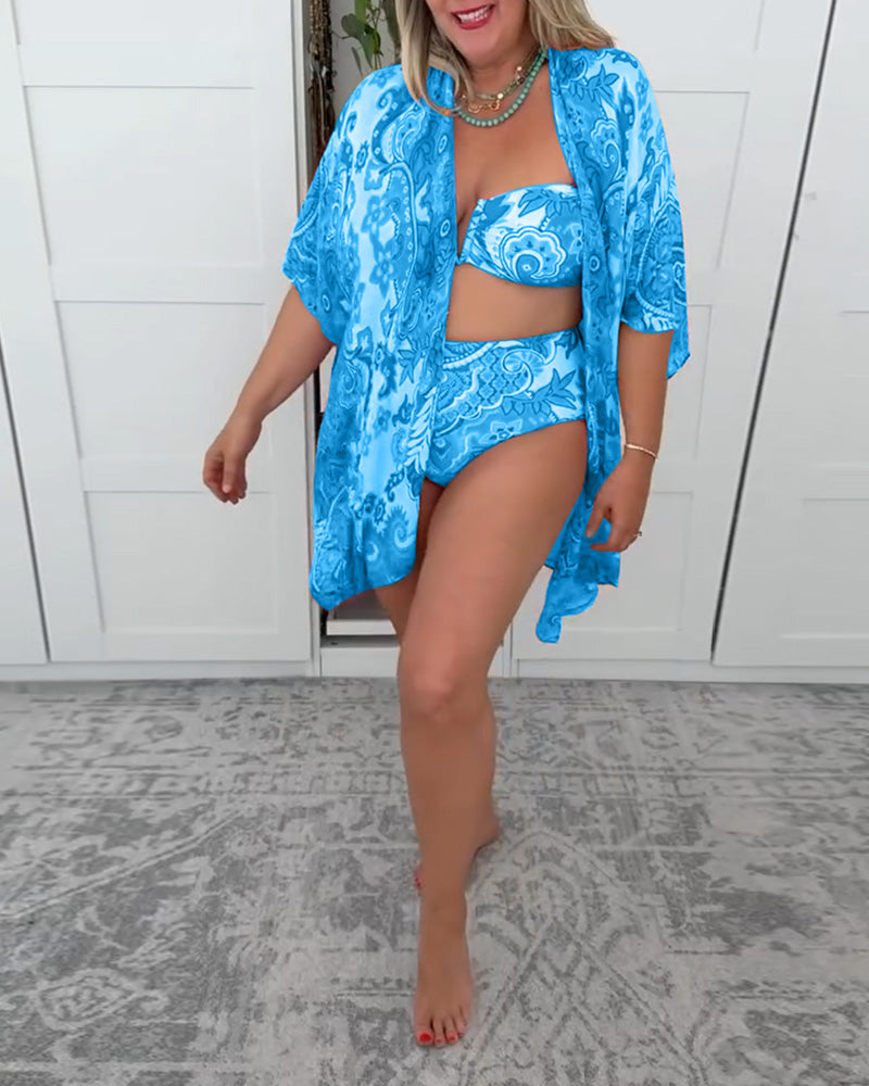 Évaya – Bikini 3 Pièces d’Été – Haut Triangle, Culotte Gainante & Paréo Léger