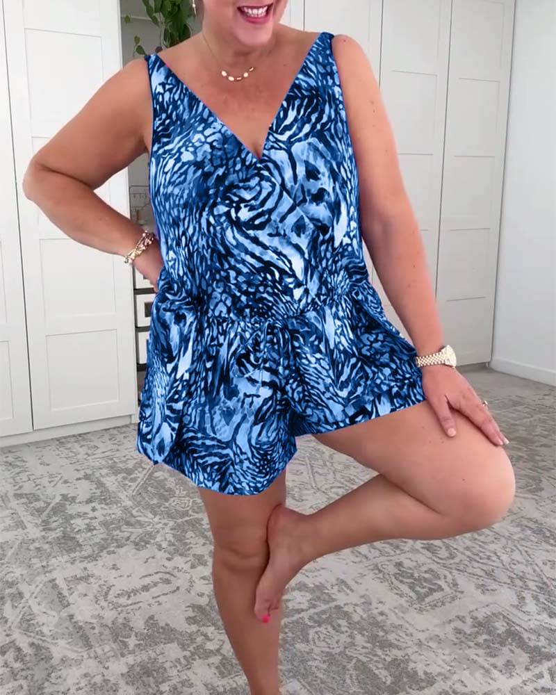 Elyra-Maillot Une Pièce à Imprimé Coloré – Col en V et Dos Nu