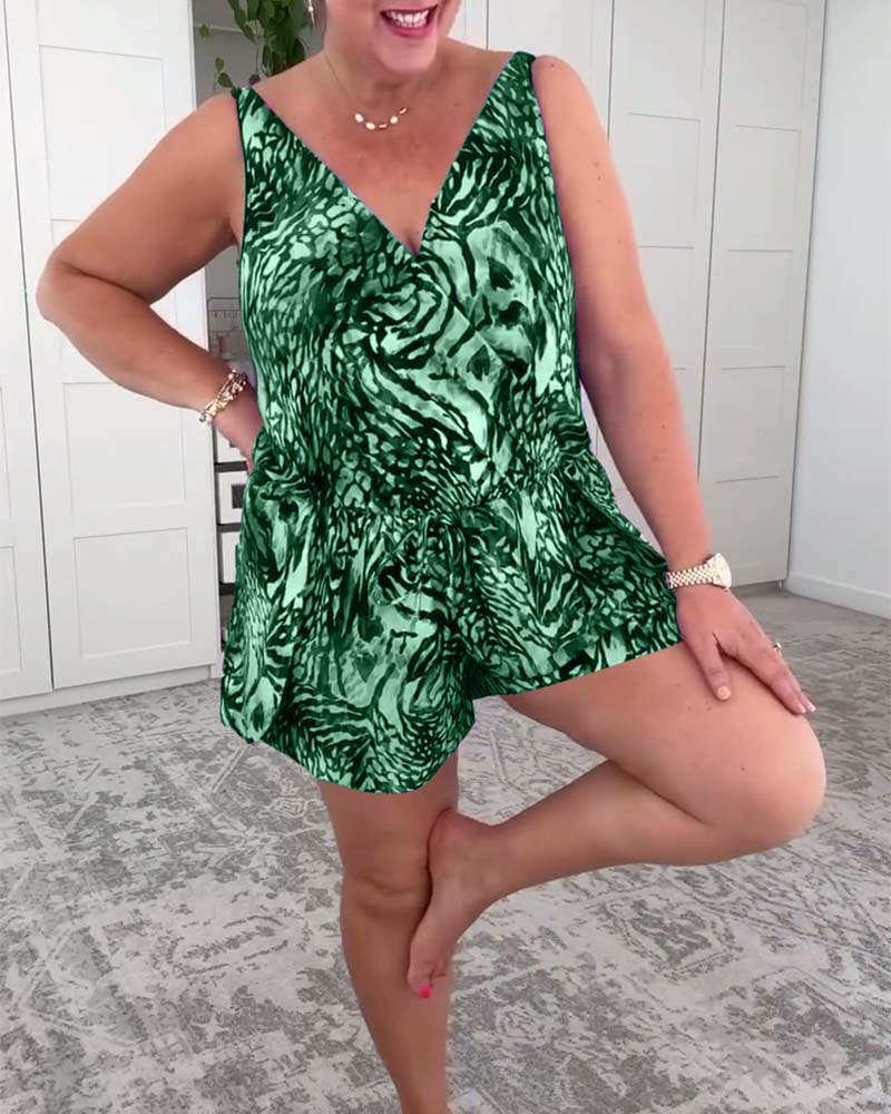 Elyra-Maillot Une Pièce à Imprimé Coloré – Col en V et Dos Nu