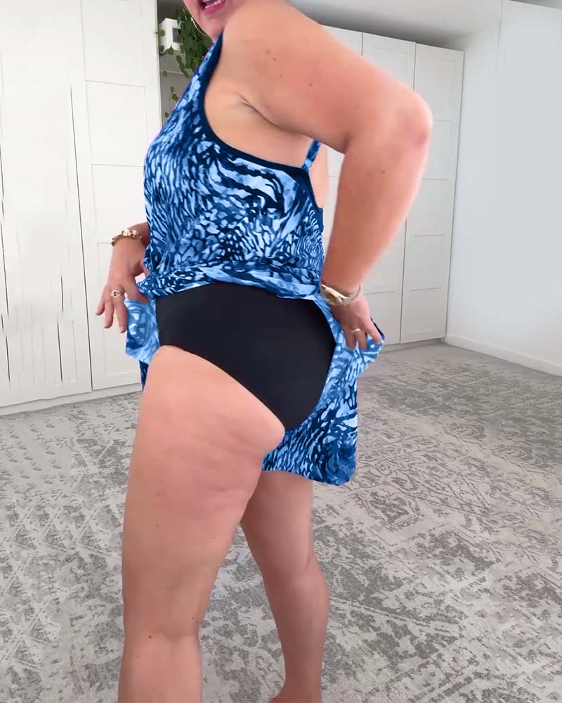 Elyra-Maillot Une Pièce à Imprimé Coloré – Col en V et Dos Nu
