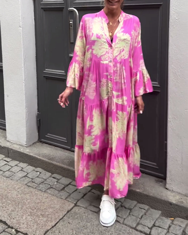 Aya – Robe Patchwork Bohème à Manches Évasées