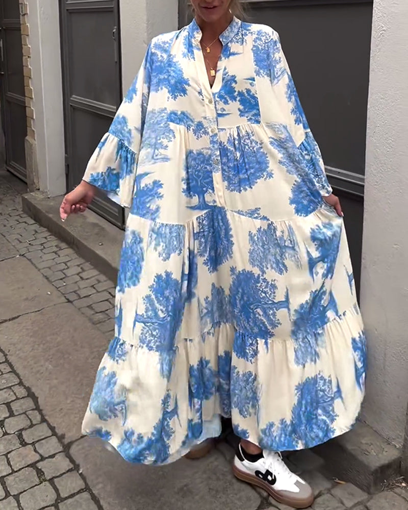 Aya – Robe Patchwork Bohème à Manches Évasées