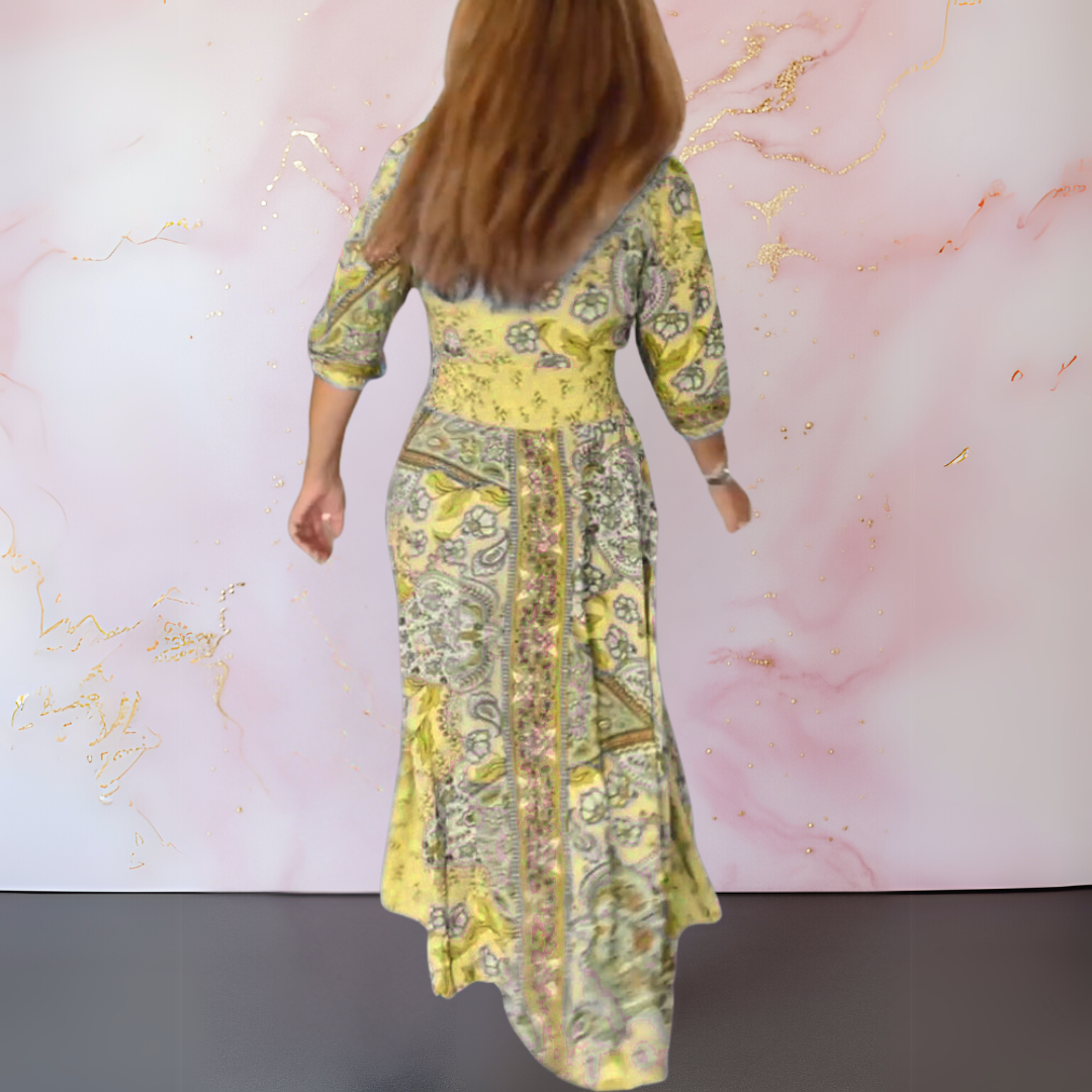 Avelyne – Robe d'Été Élégante à Col en V – Coupe Longue et Légère