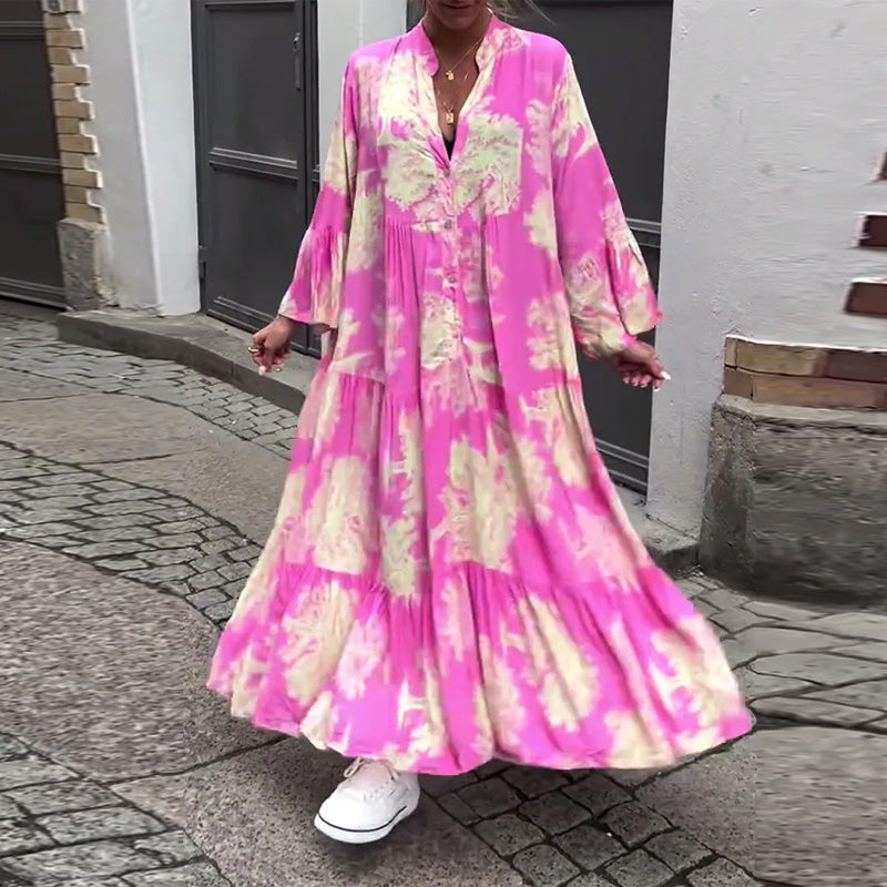 Aya – Robe Patchwork Bohème à Manches Évasées